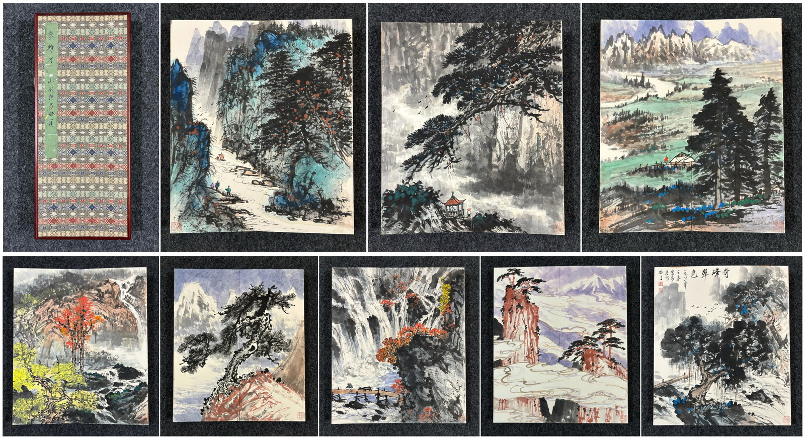 A Chinese Album Ink Painting of Landscape on Paper: A Chinese Album Ink Painting of Landscape on Paper,Li Xiongcai,Size:15.7inx6.7in 一本中国水墨山水画册,黎雄才