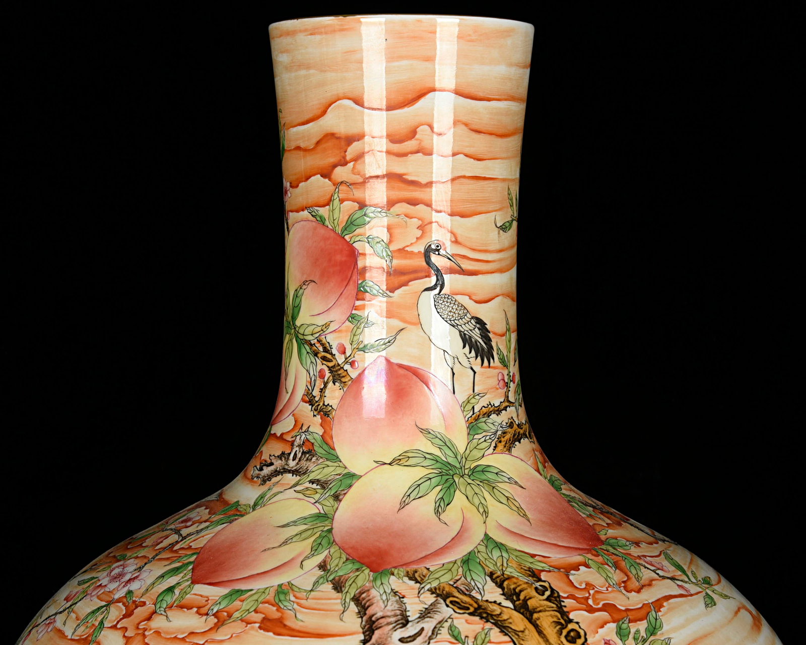 A Huge Enamel Pine and Crane Pattern Vase - 2