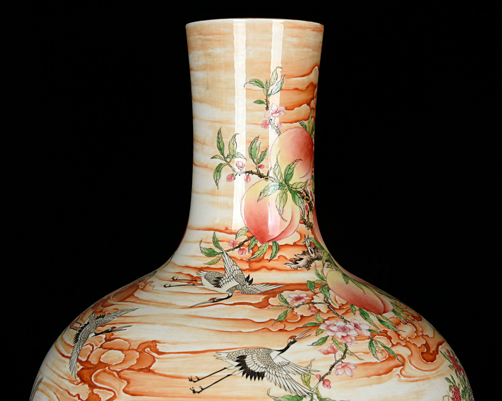 A Huge Enamel Pine and Crane Pattern Vase - 5