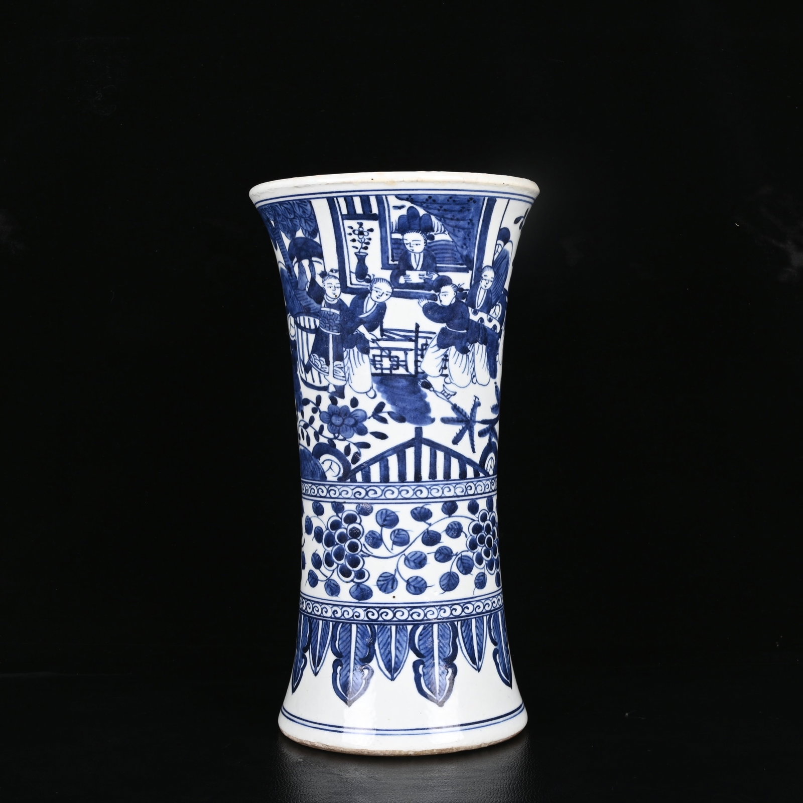 A Rare Blue and White Character and Story Pattern Vase: A Rare Blue and White Character and Story Pattern Vase,Qing Dynasty,China,Size:13inx6.7in 青花人物故事纹瓶,中国清代