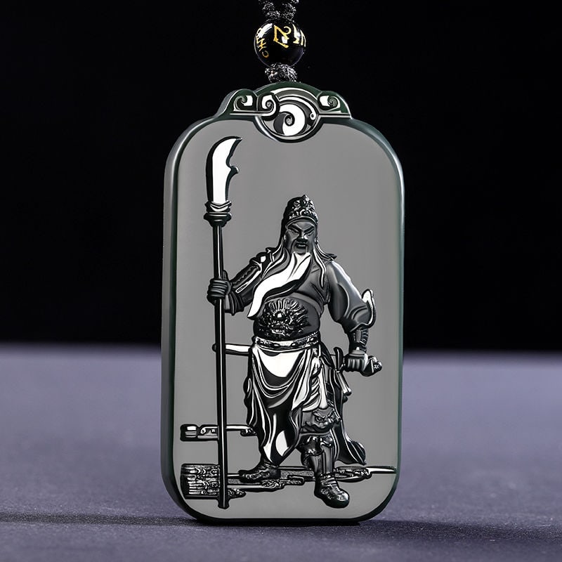 An Exquisite Cyan jade Statue of Guangong Pendant: An Exquisite Cyan jade Statue of Guangong Pendant 青玉关公像挂件