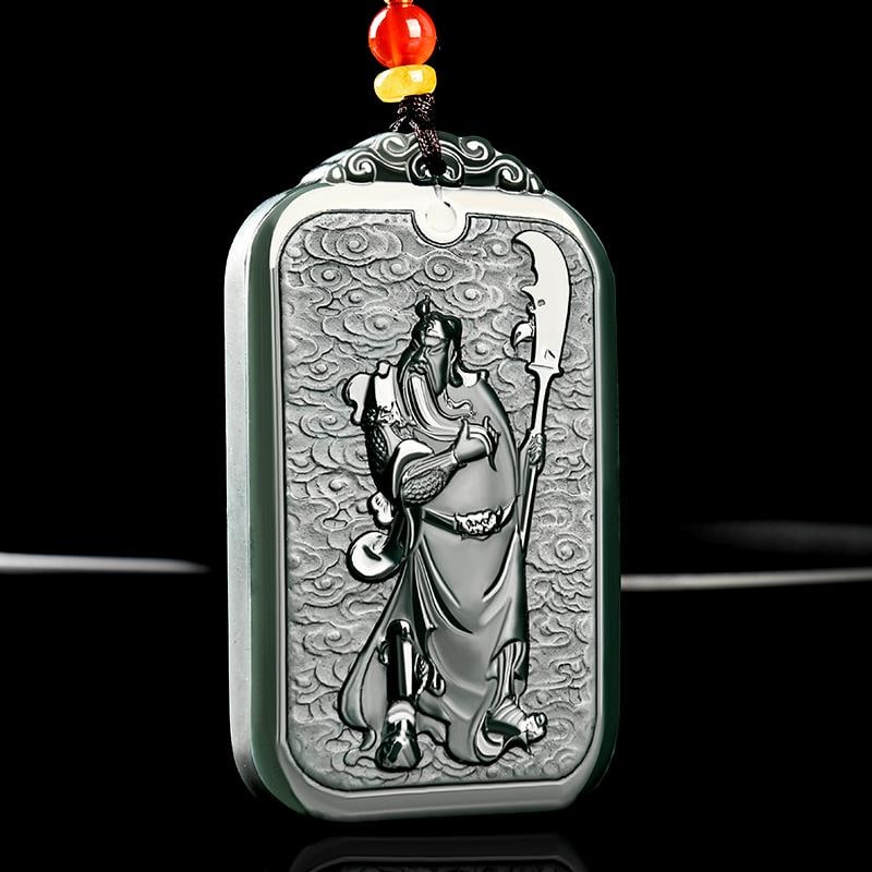 An Exquisite Cyan jade Statue of Guangong Pendant: An Exquisite Cyan jade Statue of Guangong Pendant 青玉关公像挂件