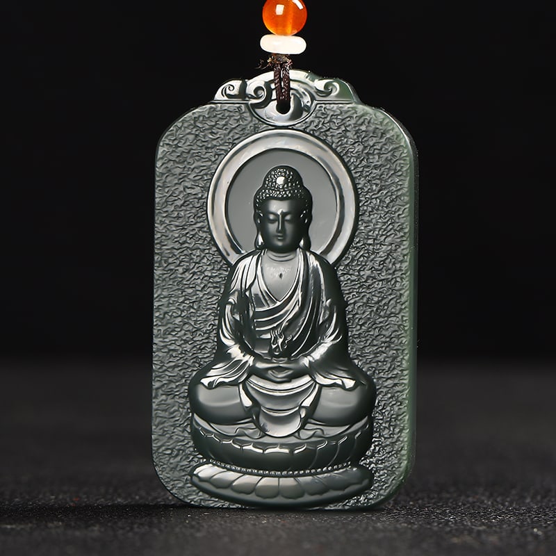 An Exquisite Cyan jade Statue of Sakyamuni Pendant: An Exquisite Cyan jade Statue of Sakyamuni Pendant,Size:2.5inx1.5inx0.3in 青玉如来像挂件