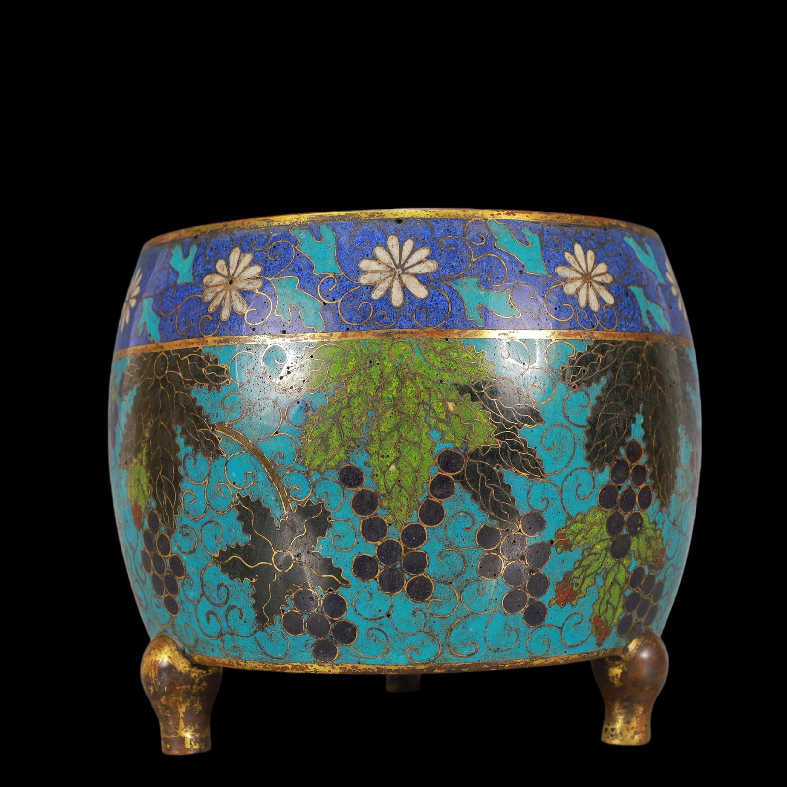 A Exquisite Cloisonne Grapes Pattern Tripod Censer (1 of 8)