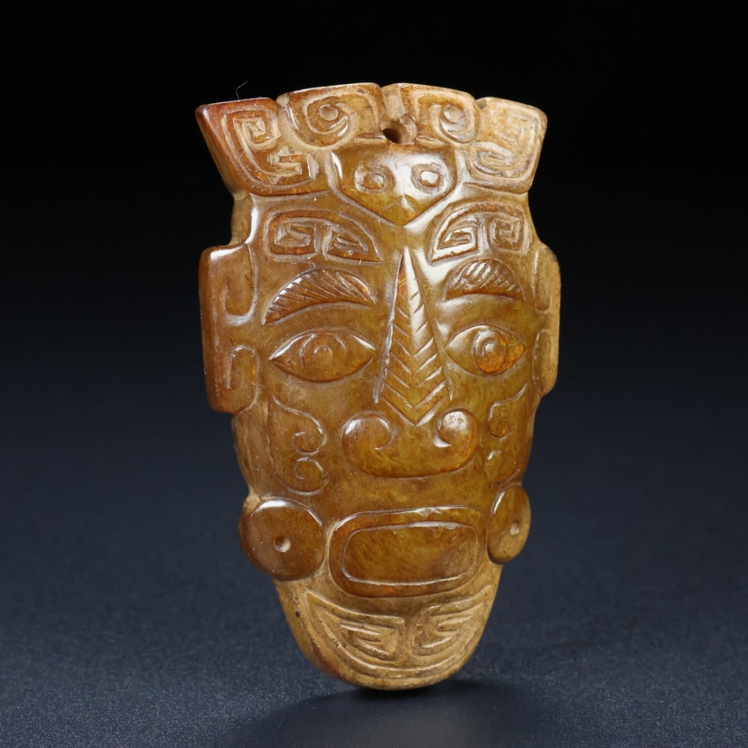 An Exquisite White Jade Human Face Pattern Ornament - 5