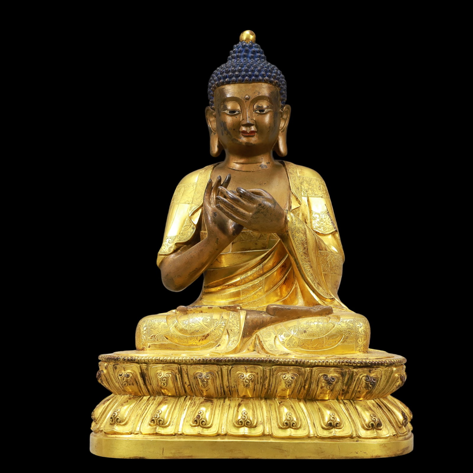 A Exquisite Gilt Bronze Statue of Sakyamuni (1 of 9)