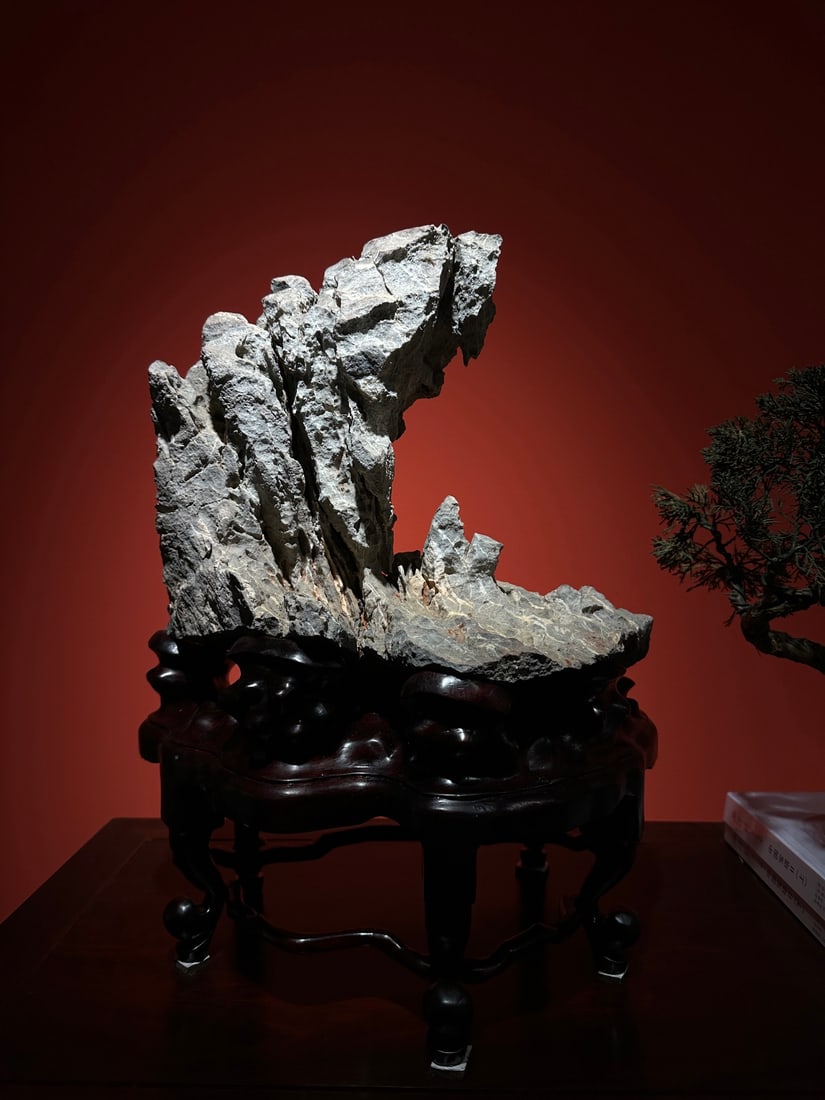 An Exquisite Ying Stone Ornament: An Exquisite Ying Stone Ornament Qing Dynasty, China Size:18.5inx13.4inx9.1in英石观海摆件 中国清代 Size:47cmx34cmx23cm