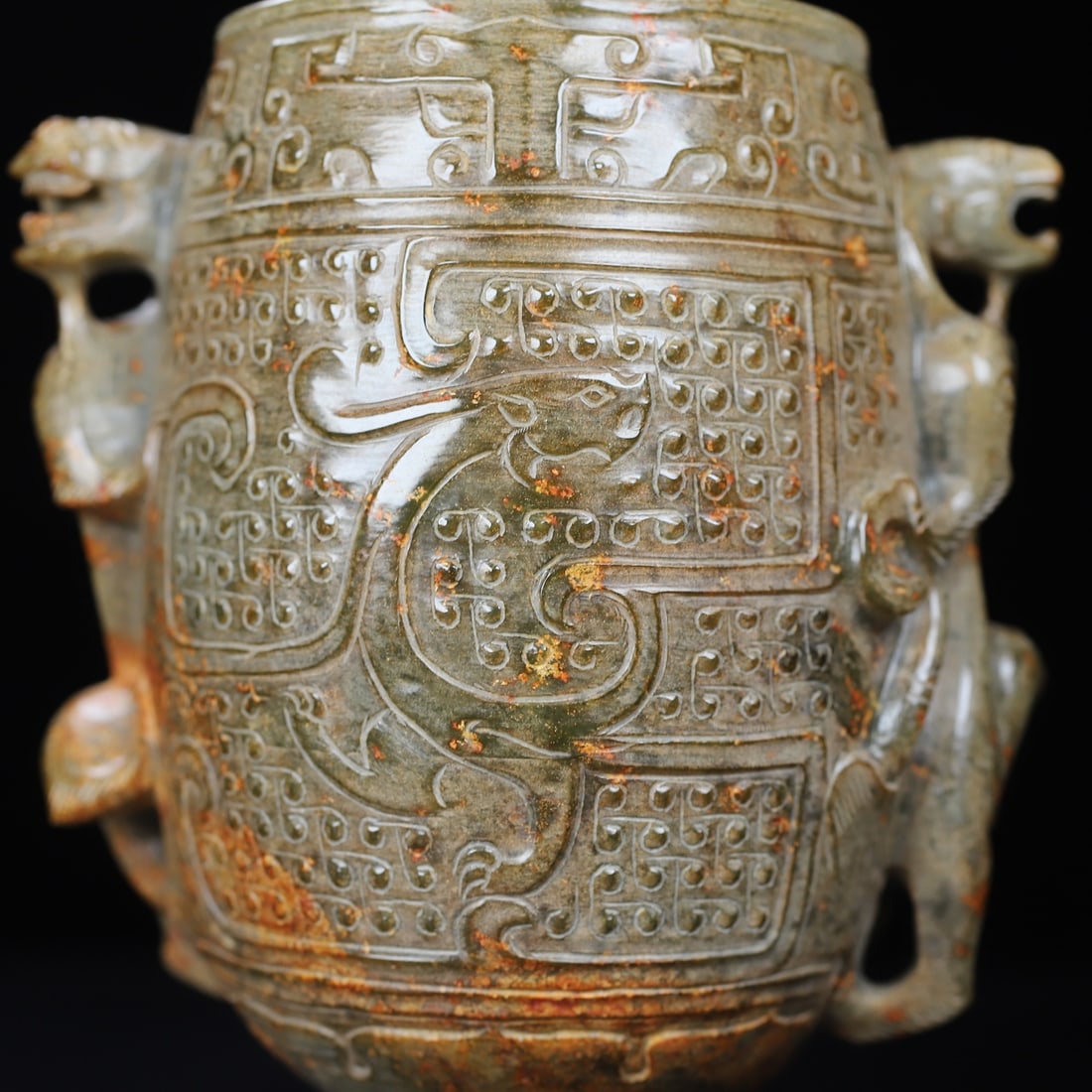 An Exquisite White Jade Chi-Dragon Pattern Cup - 2