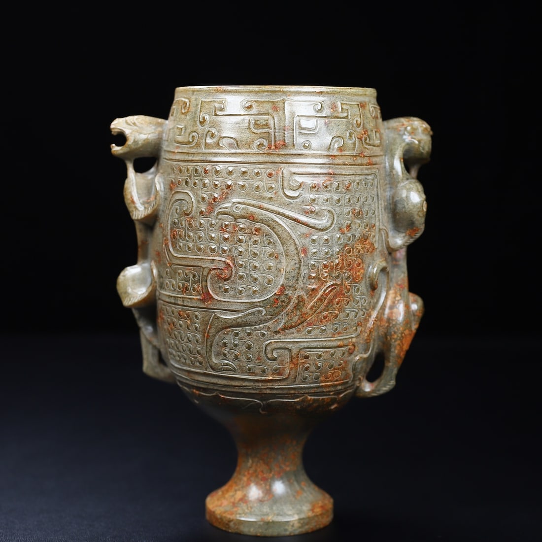 An Exquisite White Jade Chi-Dragon Pattern Cup - 6