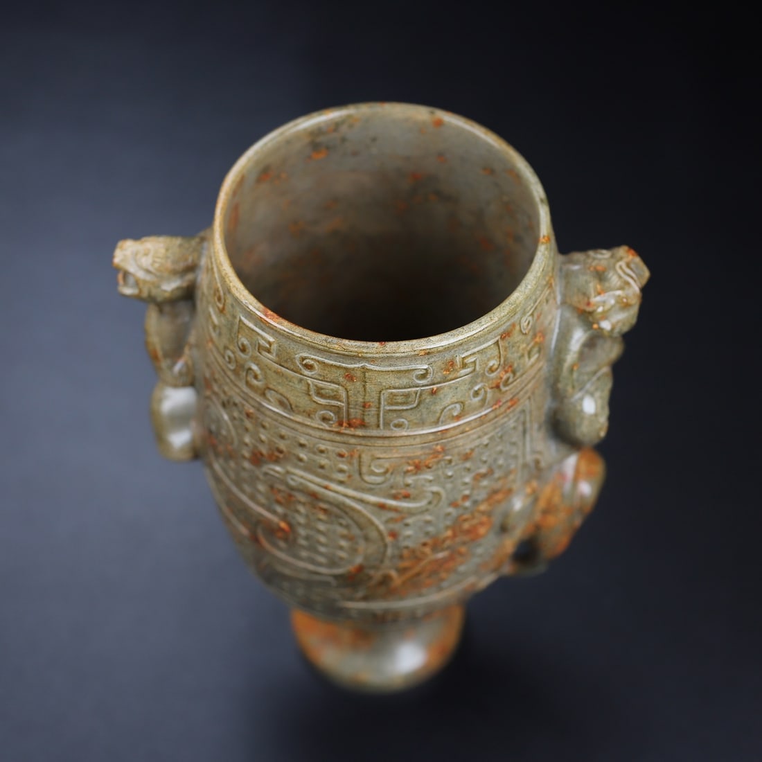 An Exquisite White Jade Chi-Dragon Pattern Cup - 7
