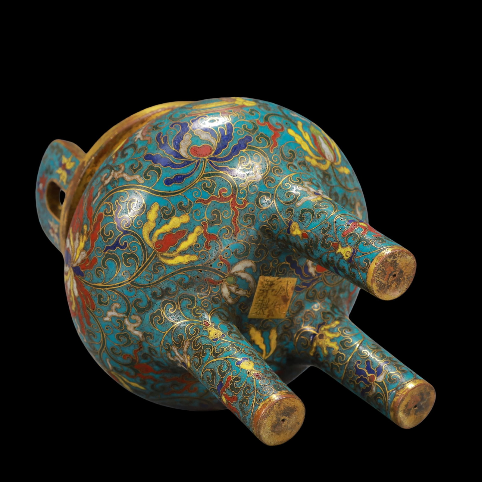 A Exquisite Cloisonne Lotus Pattern Phoenix Pattern Double-Ears and Tripod Censer - 8