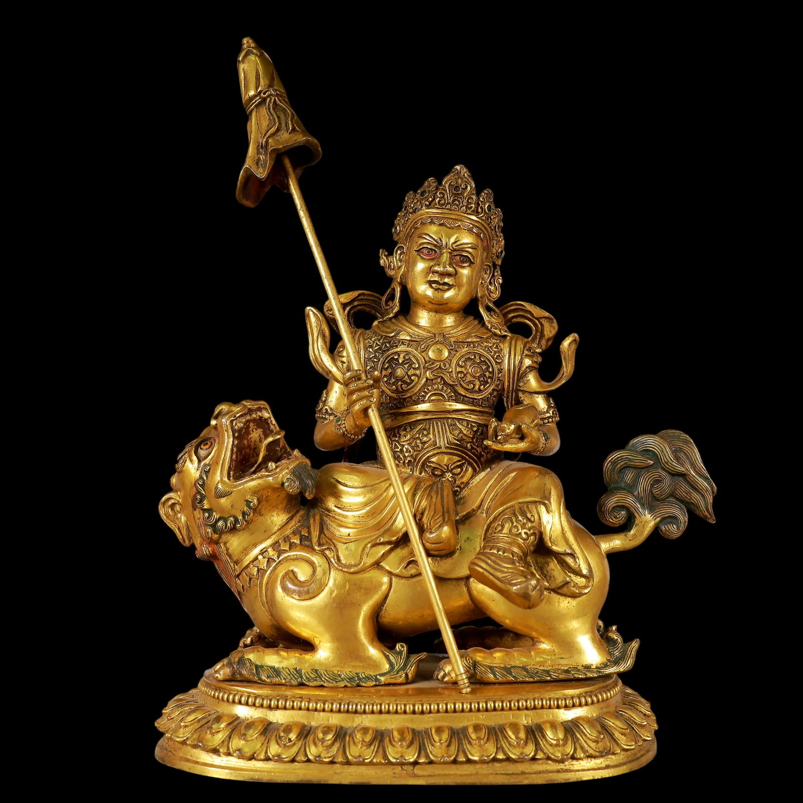 An Exquisite Gilt Bronze Statue of Mammon: An Exquisite Gilt Bronze Statue of Mammon Ming Dynasty, China Size:7.7inx4.3inx11.4in Weight:4100g铜鎏财神佛像 中国明代 Size:19.5cmx11cmx29c
