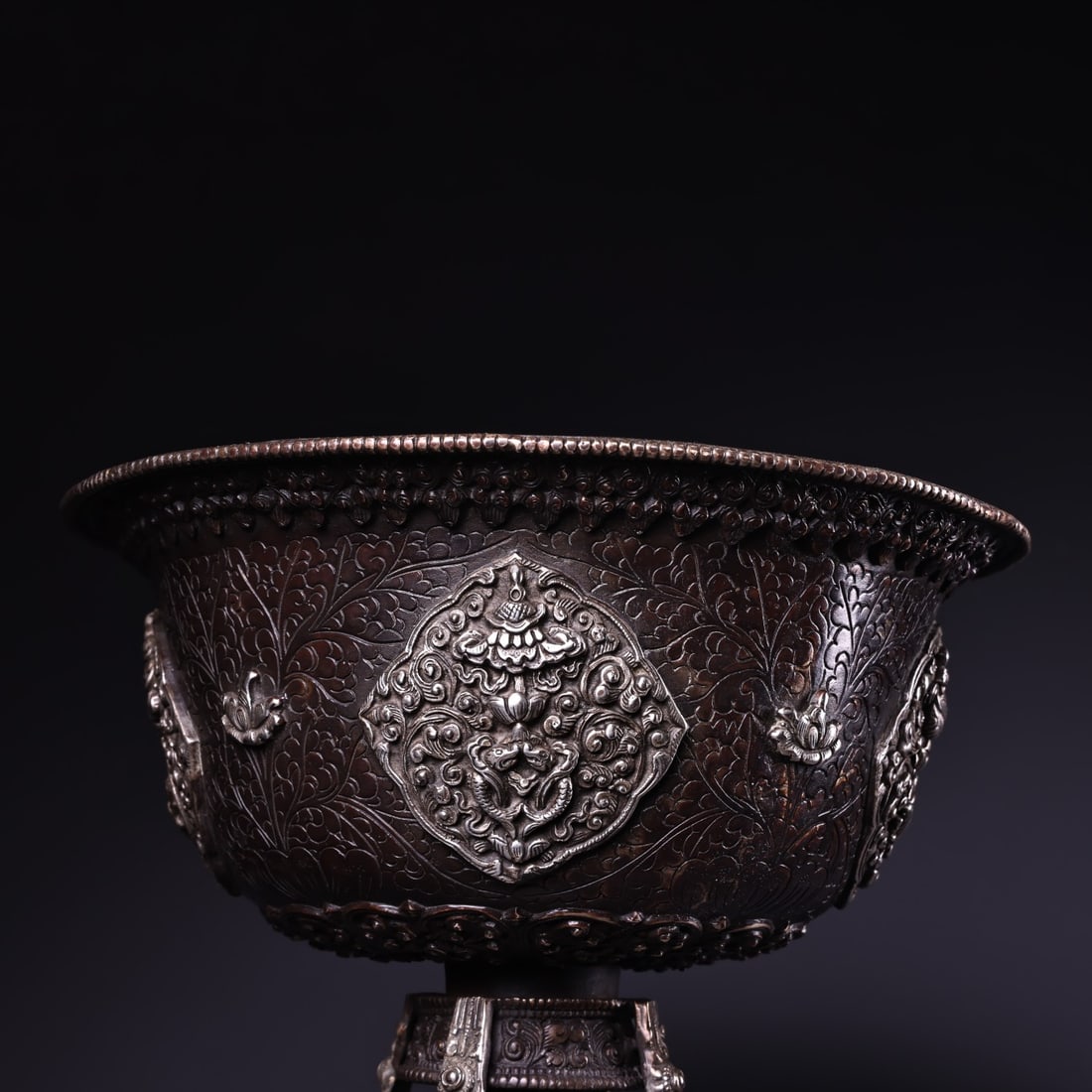 An Exquisite Silver Bronze Eight Treasures Pattern Candlestick - 2