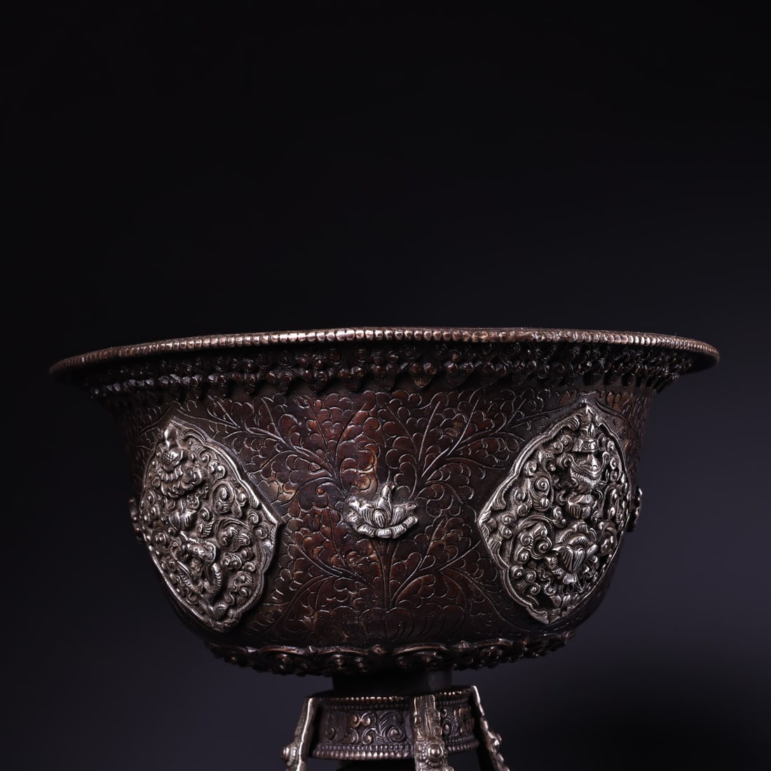 An Exquisite Silver Bronze Eight Treasures Pattern Candlestick - 3