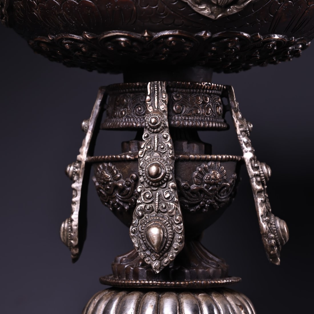 An Exquisite Silver Bronze Eight Treasures Pattern Candlestick - 6