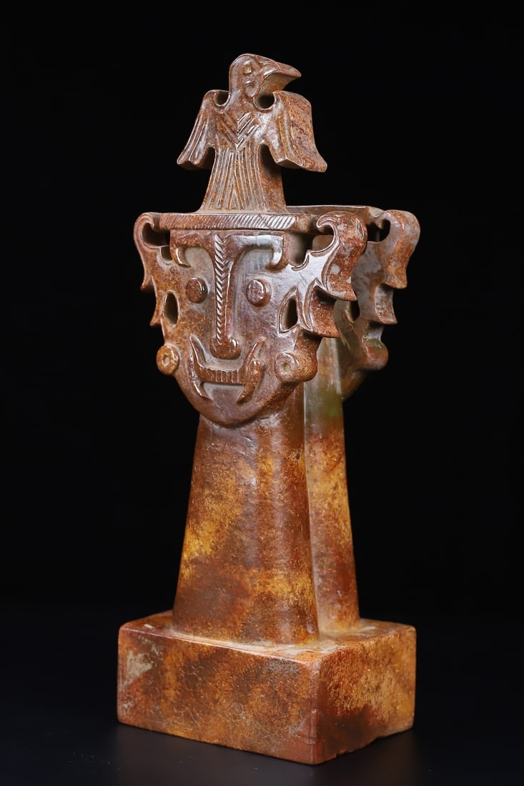 An Exquisite White Jade Human Face Pattern Seal - 4