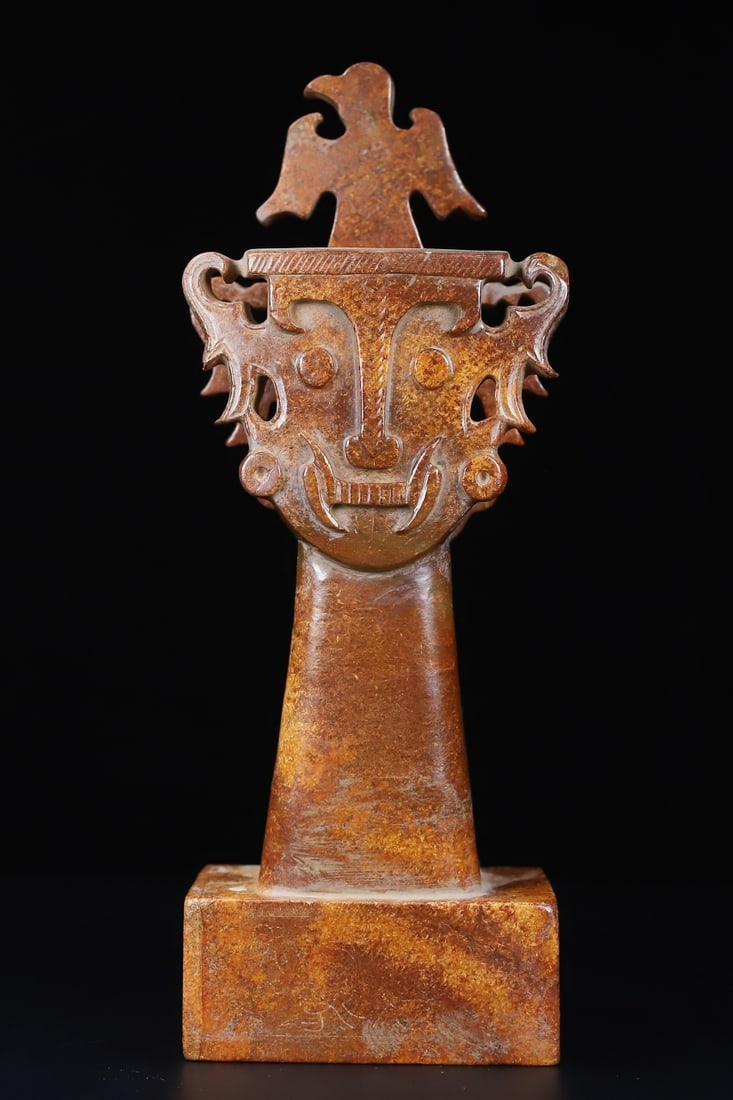 An Exquisite White Jade Human Face Pattern Seal - 7
