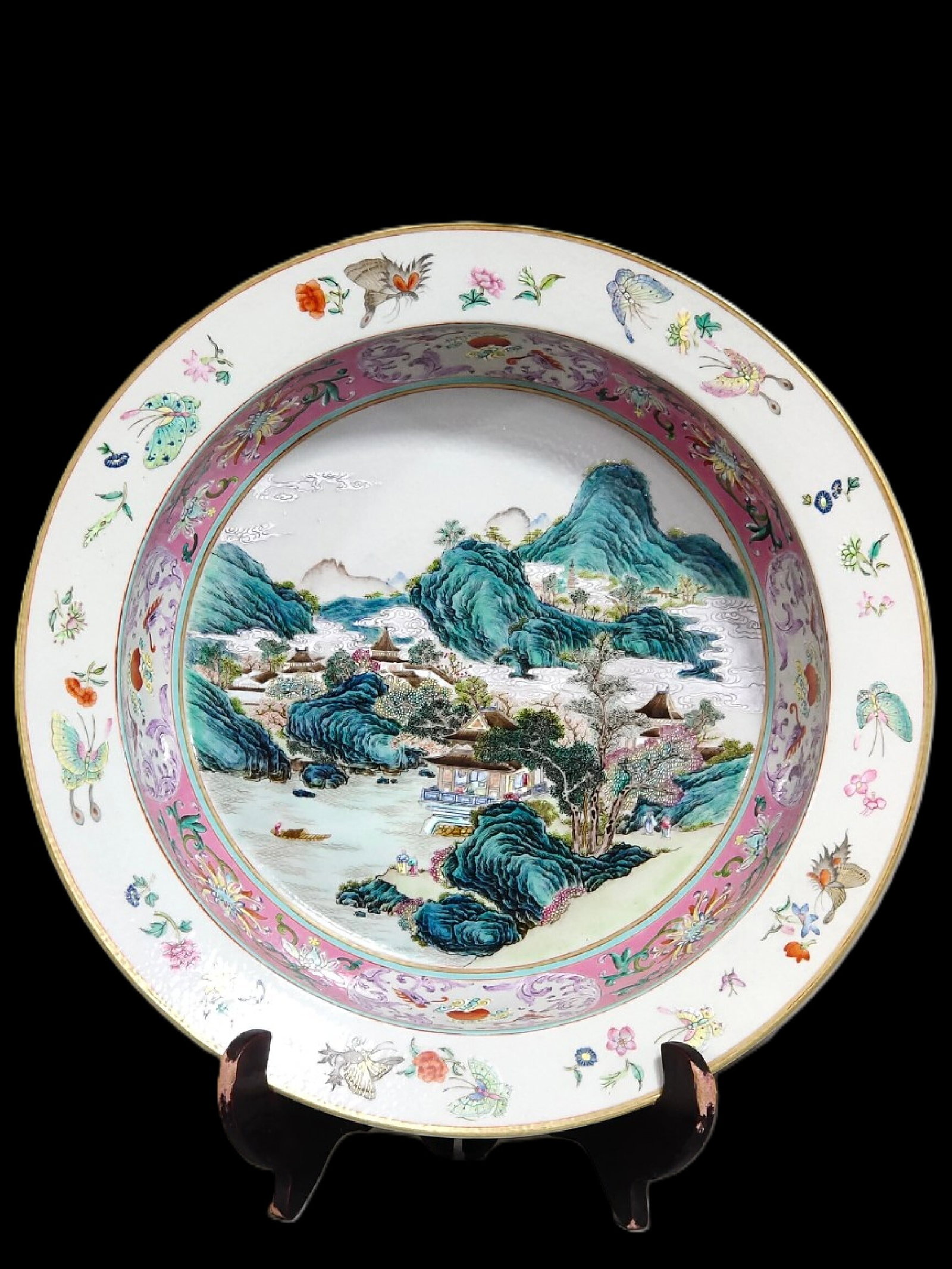 A Huge Enamel Landscape and Figure Pattern Basin (1 of 9)