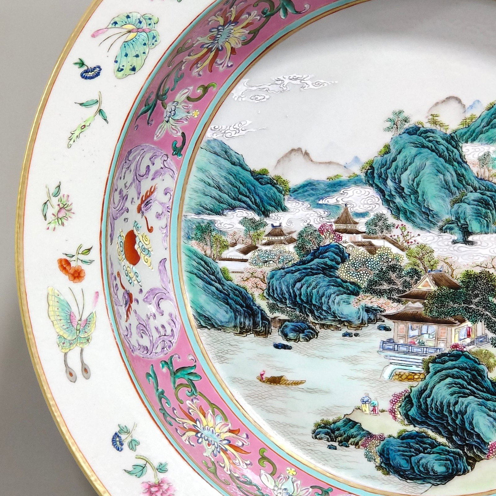 A Huge Enamel Landscape and Figure Pattern Basin - 4