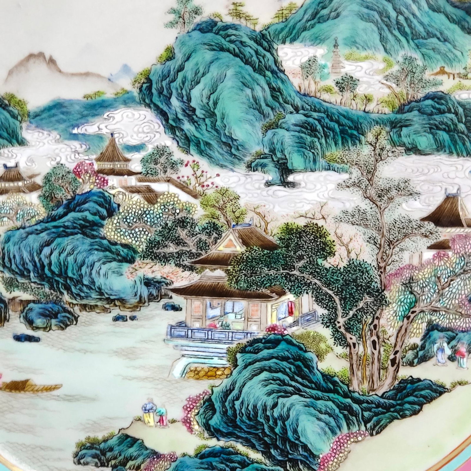A Huge Enamel Landscape and Figure Pattern Basin - 5