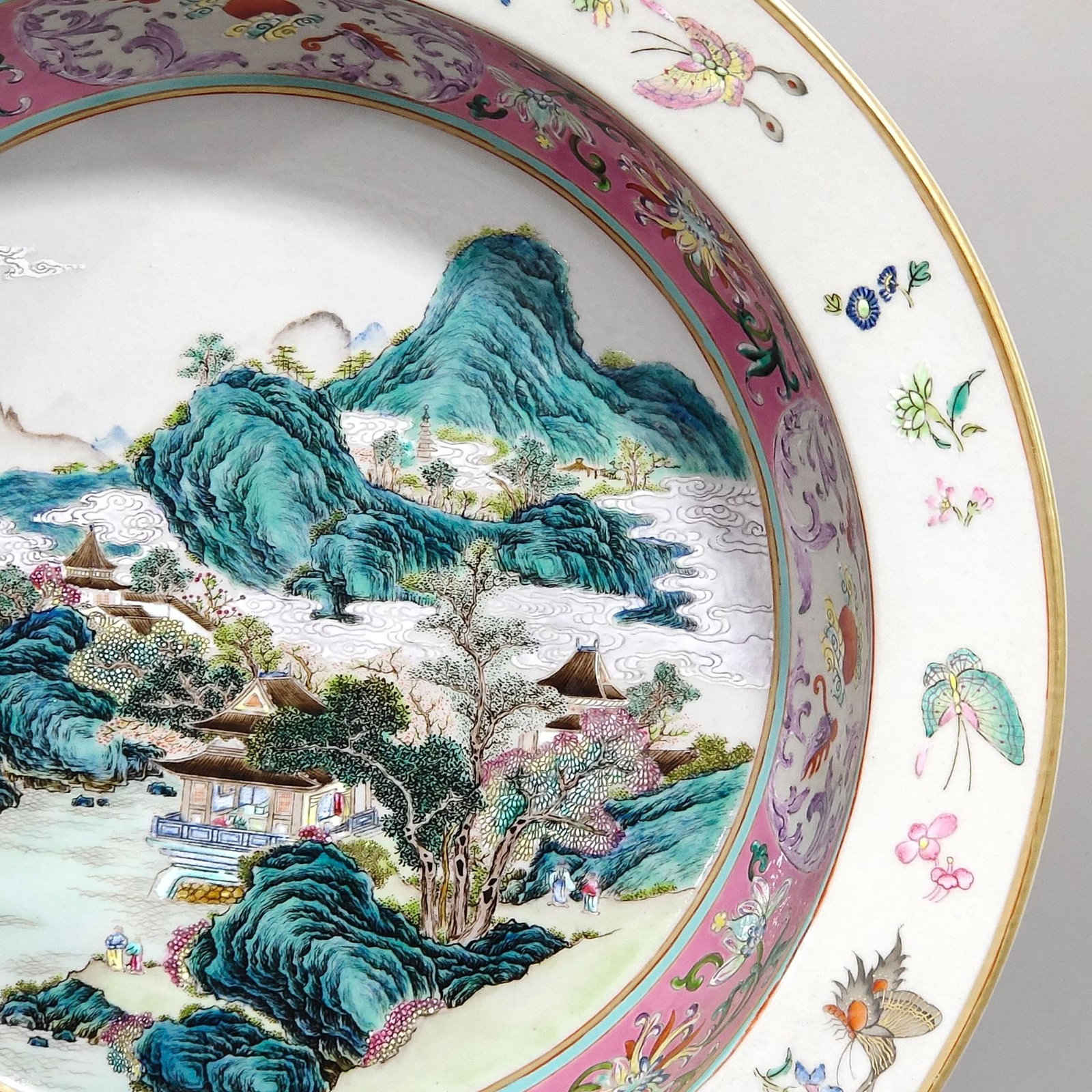 A Huge Enamel Landscape and Figure Pattern Basin - 6