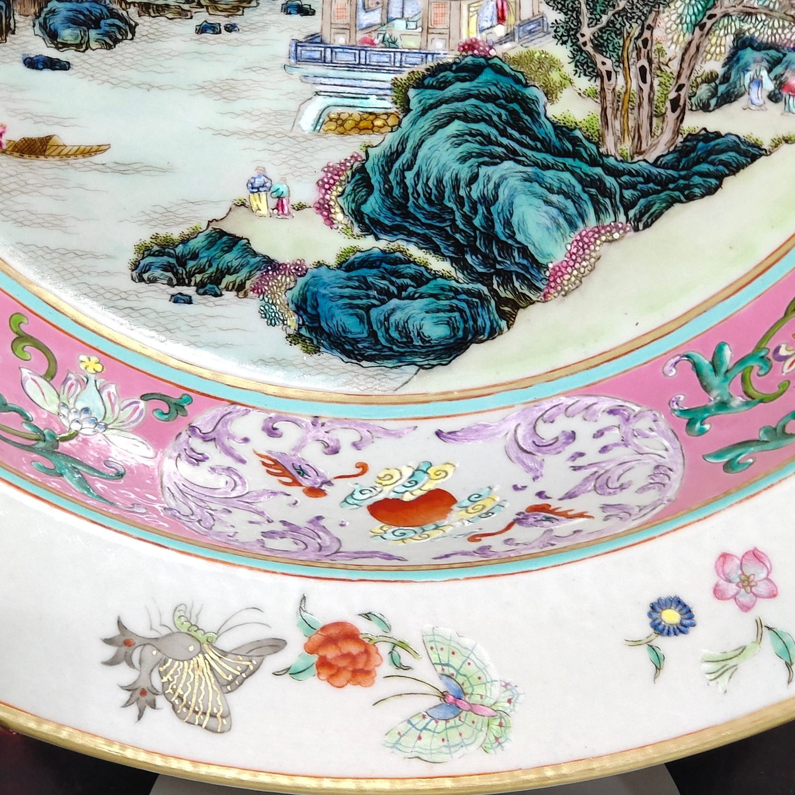 A Huge Enamel Landscape and Figure Pattern Basin - 7