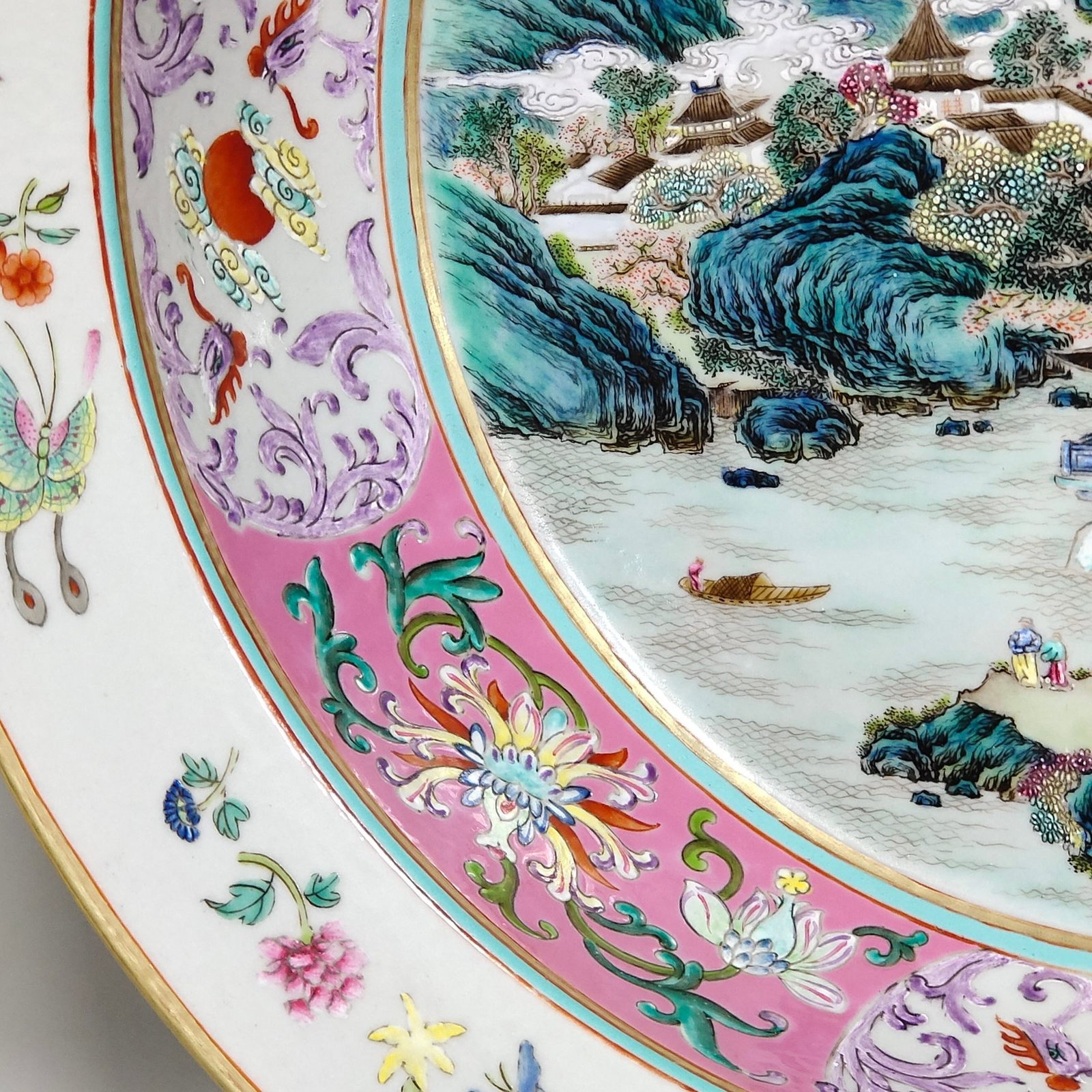 A Huge Enamel Landscape and Figure Pattern Basin - 8