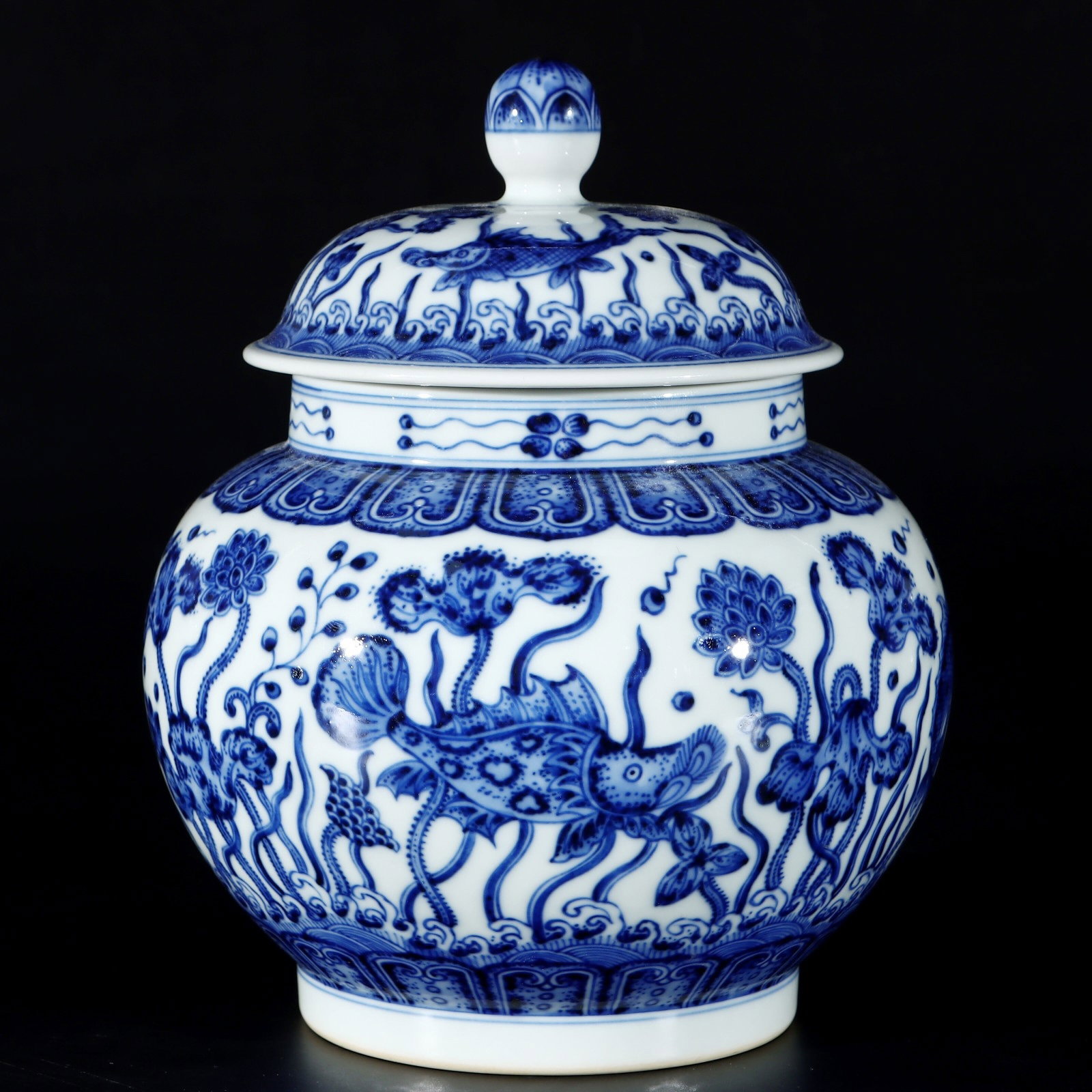 An Exquisite Blue and White Hornwort Pattern Jar with Cover (1 of 9)