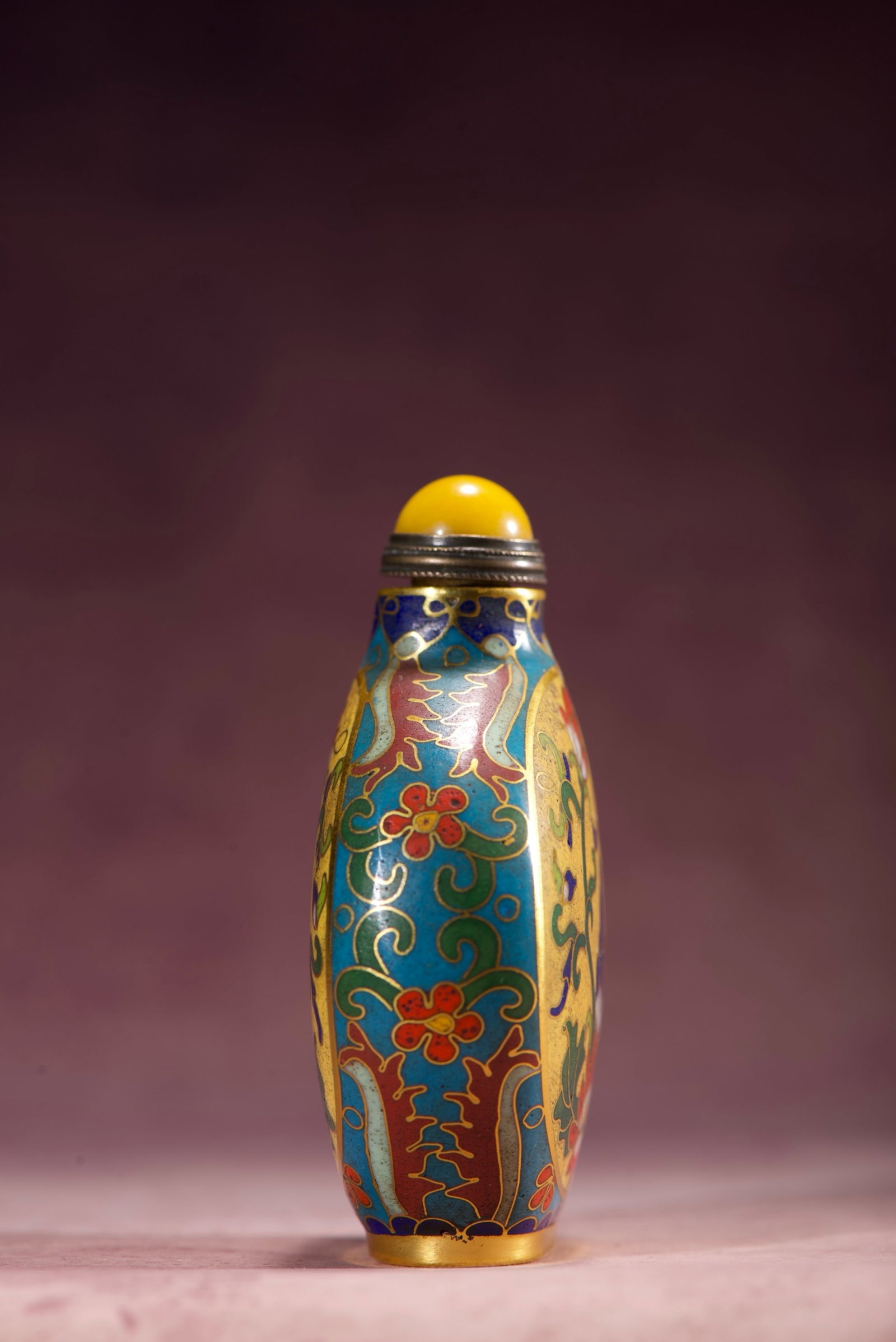 An Exquisite Cloisonne Flower Pattern Snuff Bottle - 4