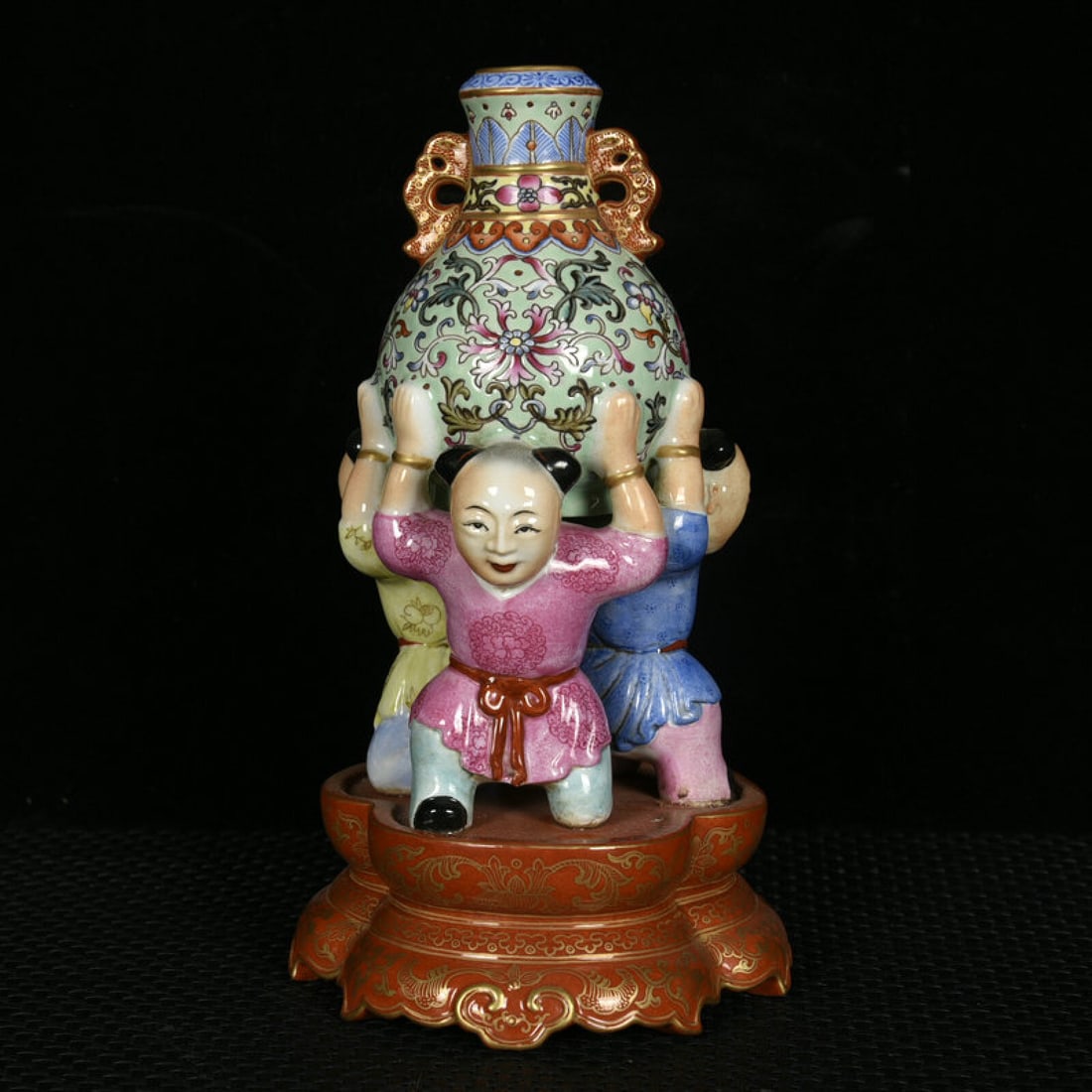 An Exquisite Enamel Painted Gold Lotus Pattern Vase (1 of 8)