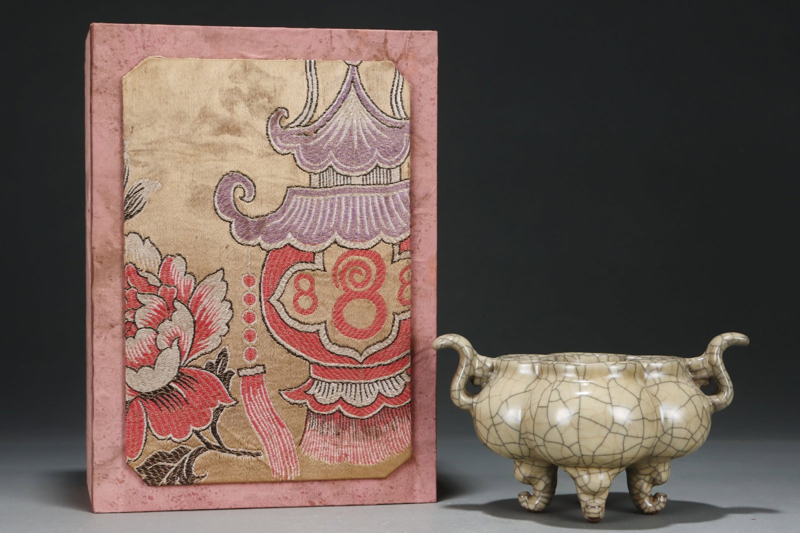 An Exquisite Ge yao Yellow Glazed Double-Ears Censer: An Exquisite Ge yao Yellow Glazed Double-Ears Censer,Song Dynasty,China,Size:8.5inx8.3in 哥窑黄釉双耳香炉,中国宋代