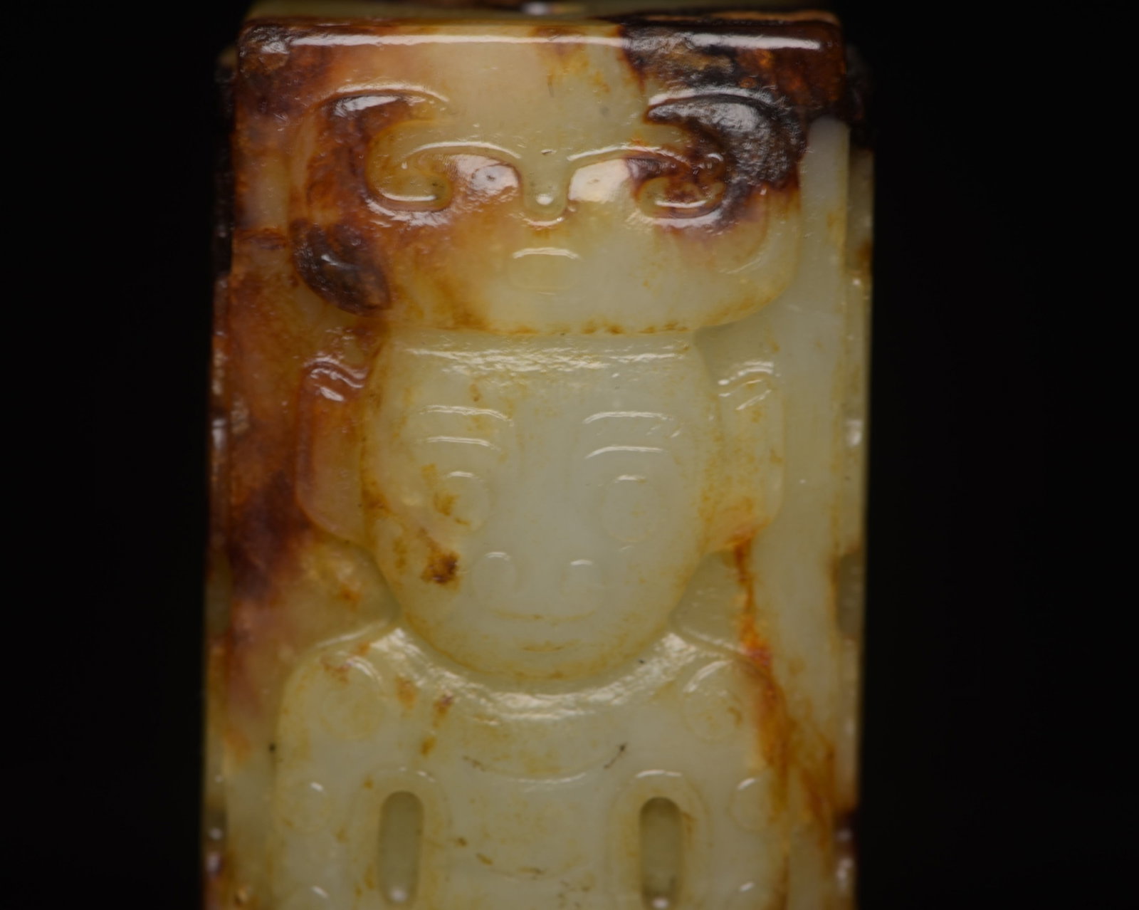 An Exquisite White Jade Figure Pattern Jade Cong - 7