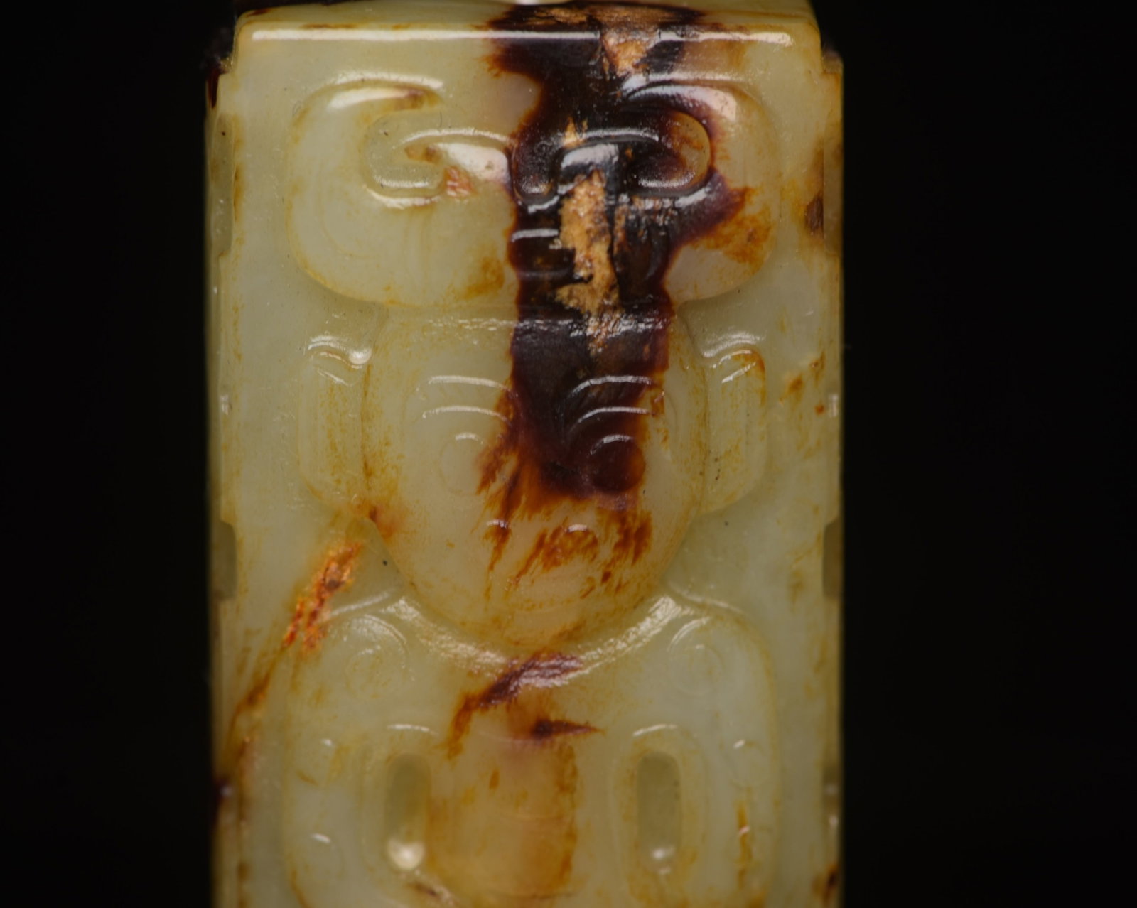 An Exquisite White Jade Figure Pattern Jade Cong - 9