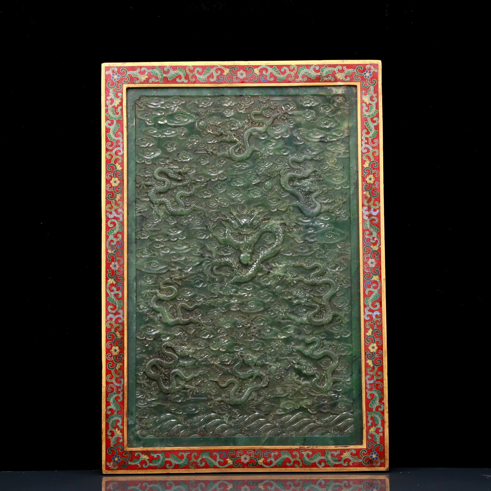 An Exquisite Cloisonne Inlaid Jasper Dragon Pattern Table Screen - 13