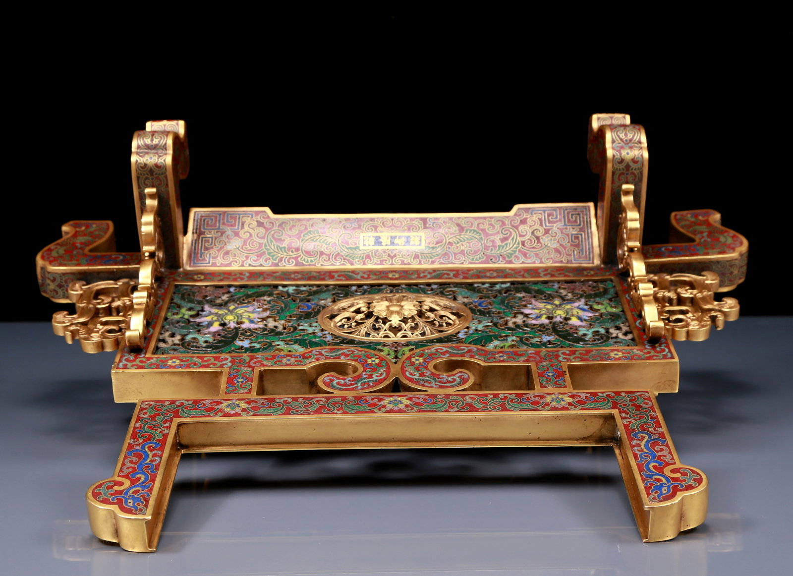An Exquisite Cloisonne Inlaid Jasper Dragon Pattern Table Screen - 15