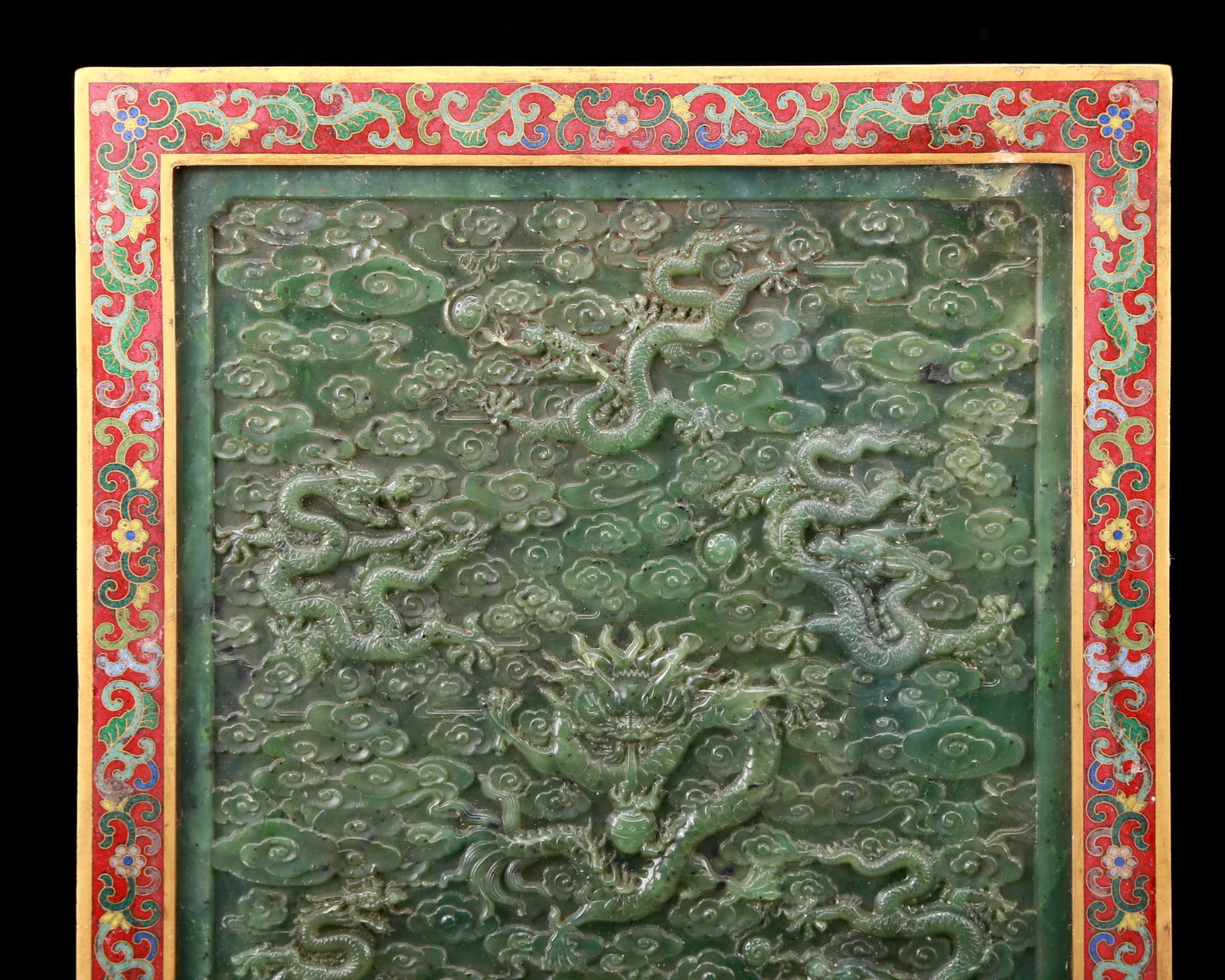 An Exquisite Cloisonne Inlaid Jasper Dragon Pattern Table Screen - 3