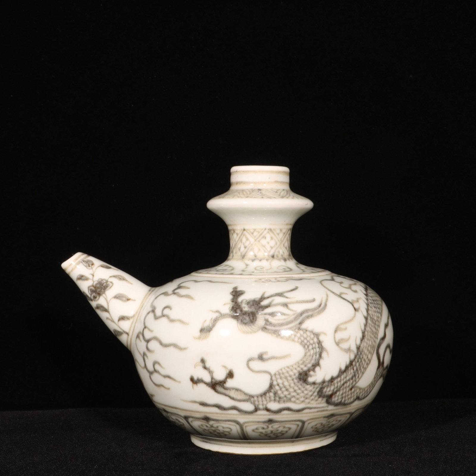 An Exquisite Underglaze-Red Auspicious Cloud and Dragon Pattern Pot (1 of 9)