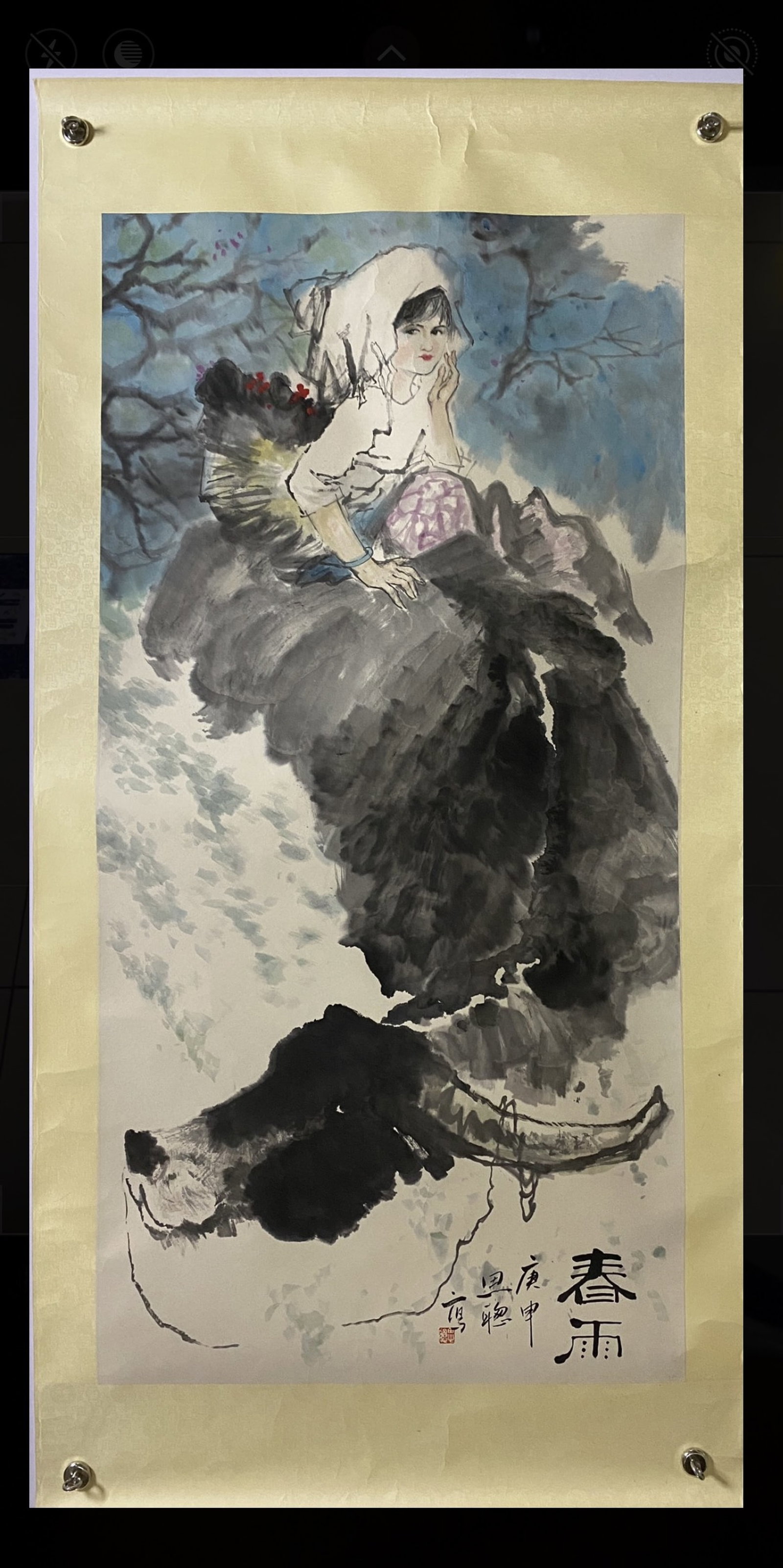 A Chinese Ink Painting of Figure on Paper: A Chinese Ink Painting of Figure on Paper,Zhou Sicong,Size:26.8inx53.9in 一幅中国水墨人物画,周思聪