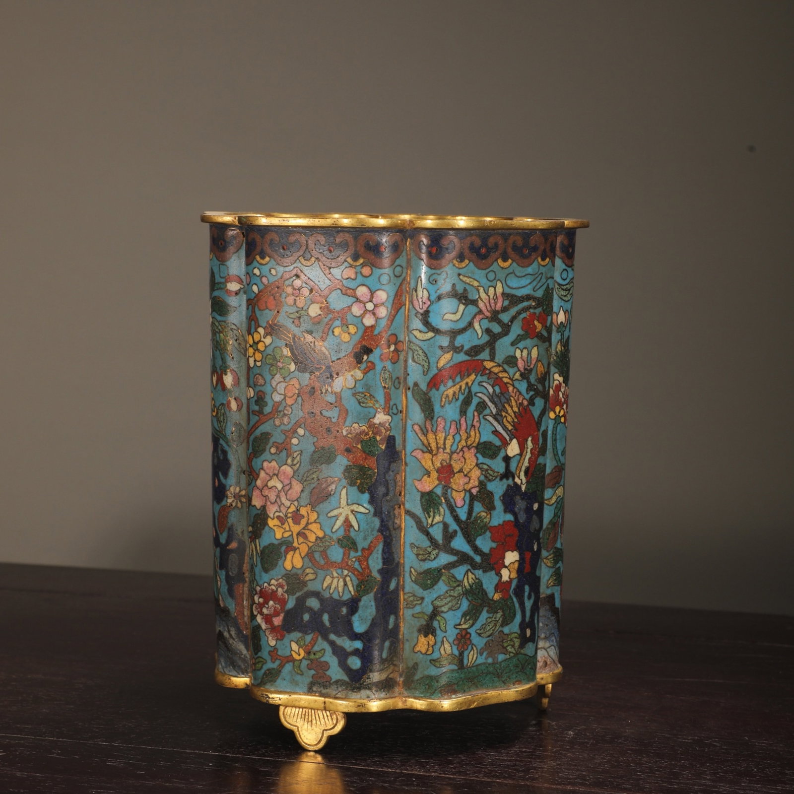 An Exquisite Cloisonne Flower Pattern Brush Pot - 2