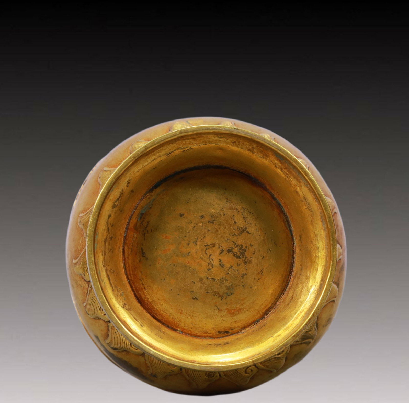 A Rare Gilt Bronze Arhat Pattern Double-Ears Vase - 10