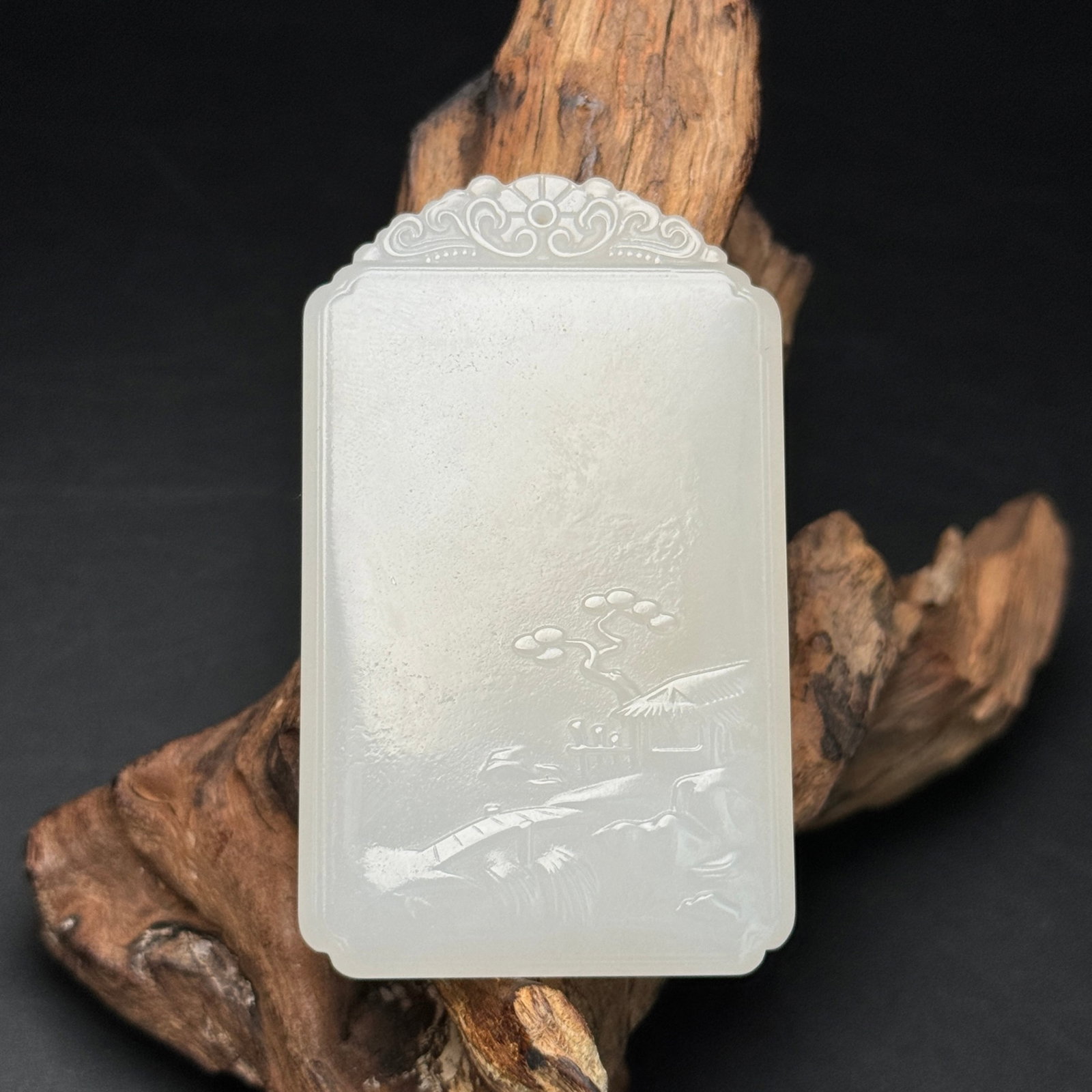An Exquisite White Jade Landscape Pattern Pendant - 3