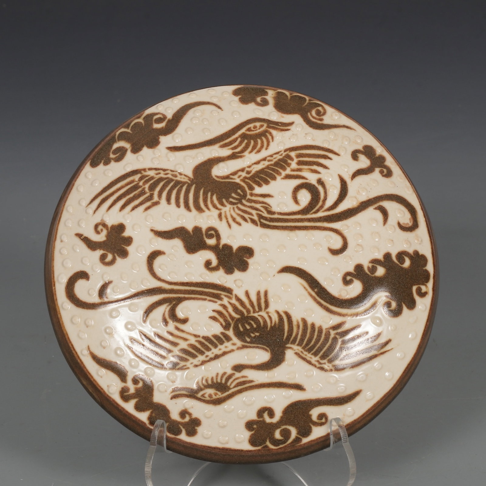 An Exquisite Ding yao Brown Glazed Auspicious Cloud and Phoenix Pattern Box - 5