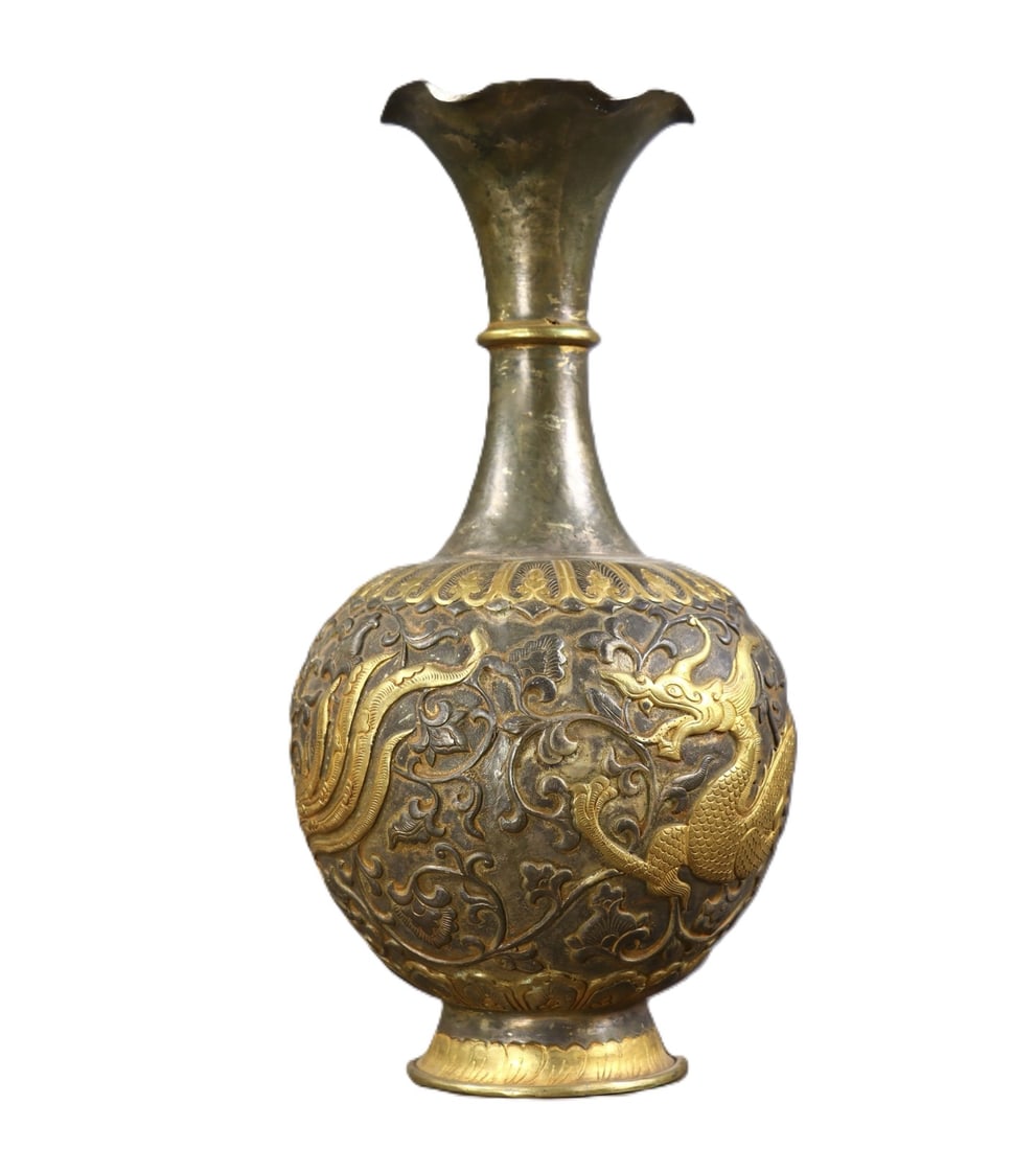 An Exquisite Gilt Bronze Dragon and Phoenix Pattern Vase (1 of 9)