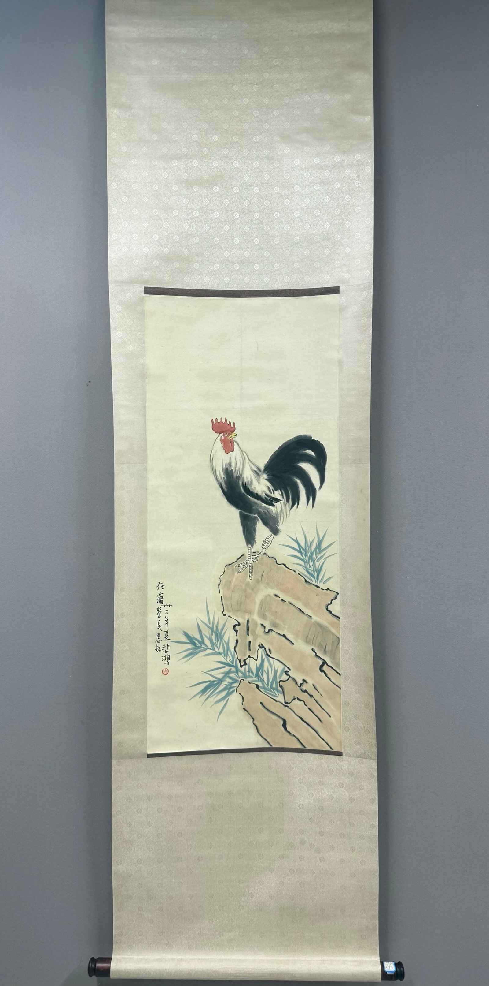 A Chinese Vertical Scroll Ink Painting of Rooster on Paper (1 of 5)