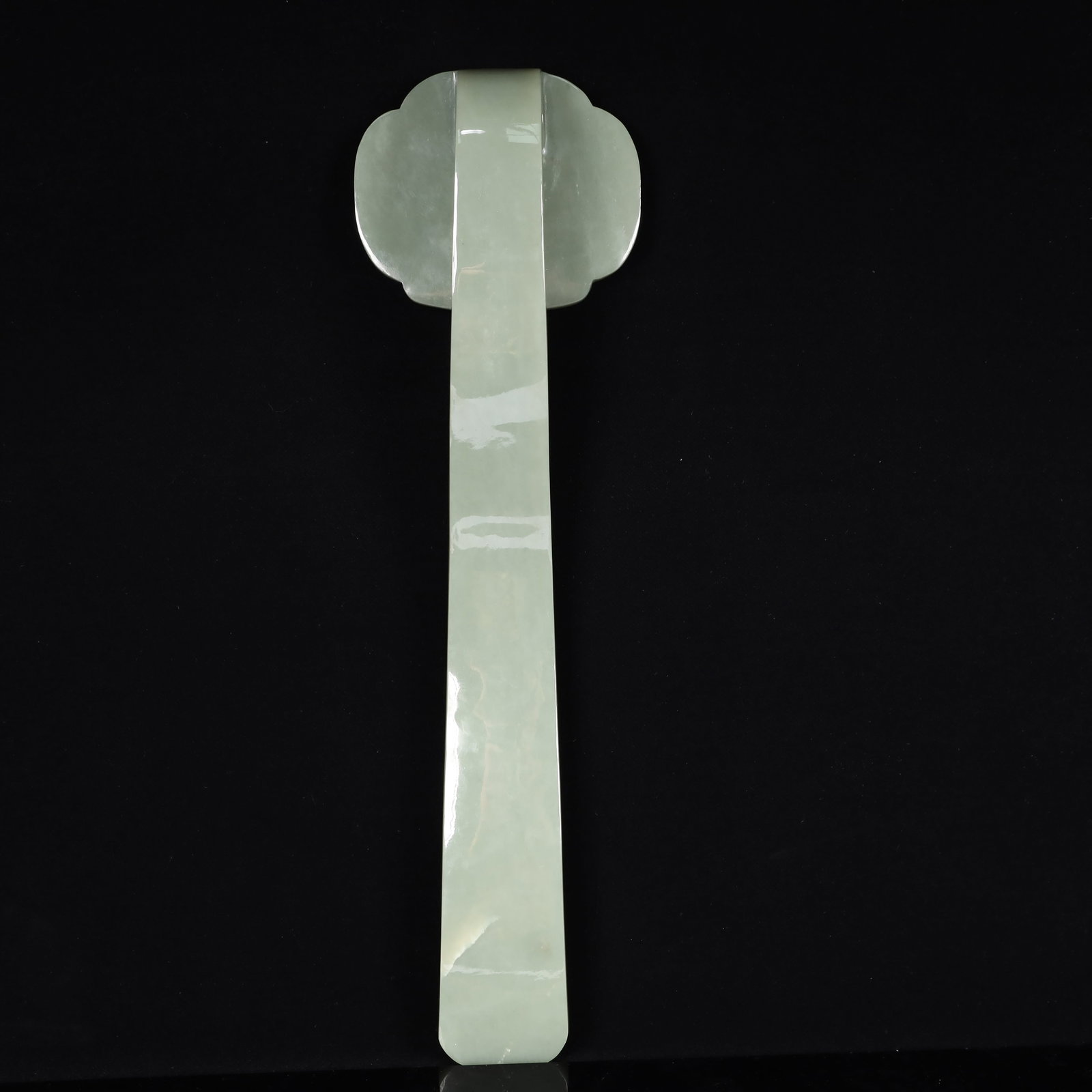 A Huge Greenish Jade Flower Pattern Ruyi - 5