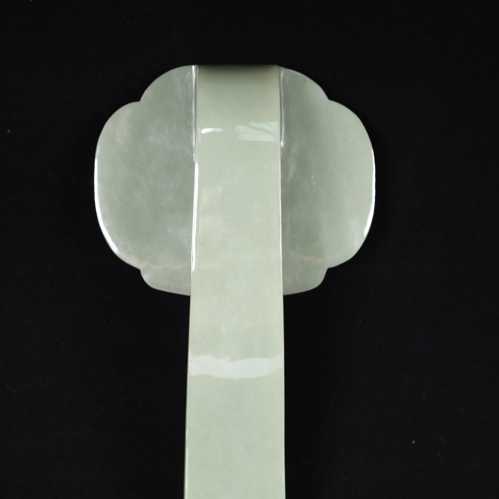 A Huge Greenish Jade Flower Pattern Ruyi - 6