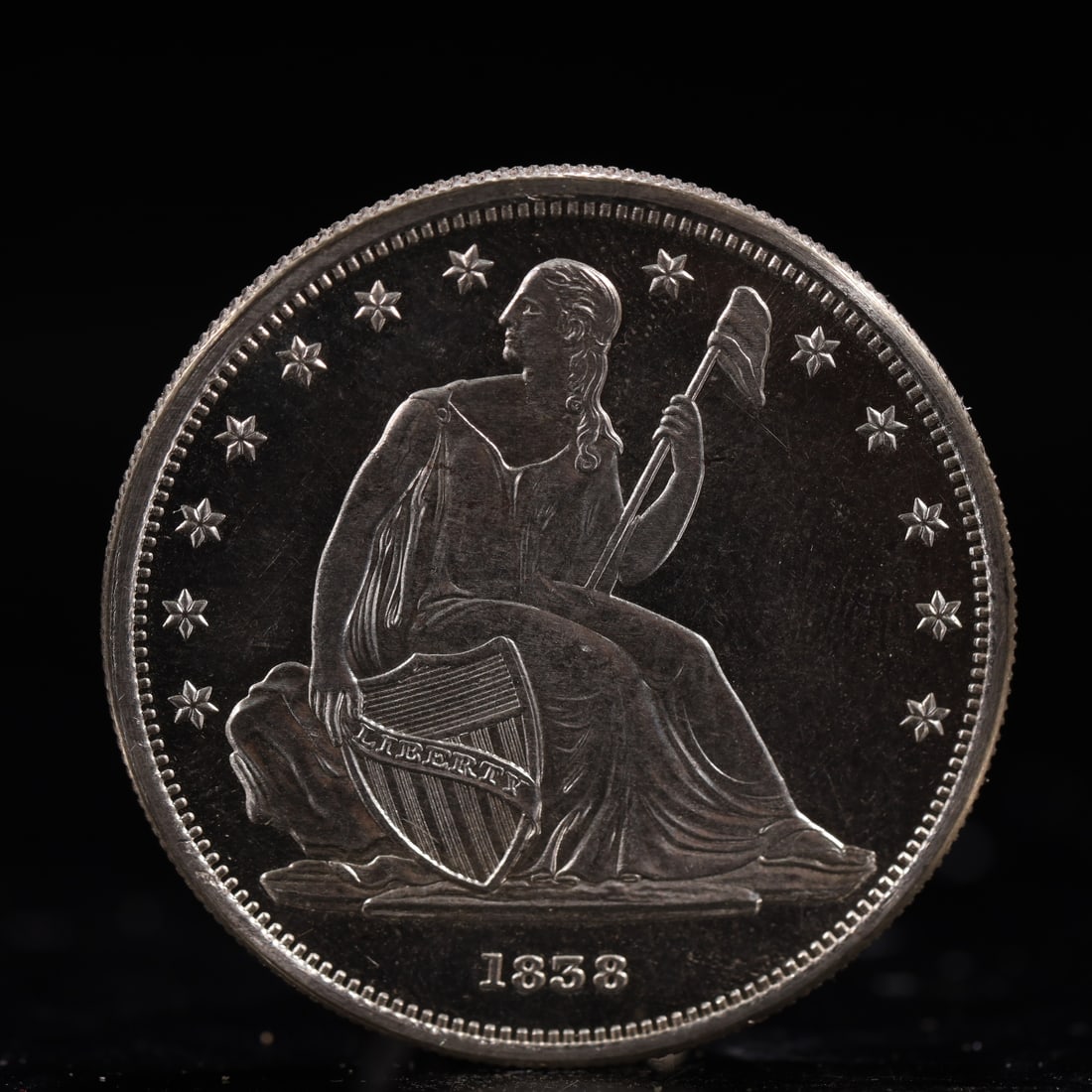 USA One Dollar 1858 Coin: American coin. IN GOD WE TRUST / LIBERTY / 1858 / UNITED STATES OF AMERICA / ONE DOL. Weight:26.9g.