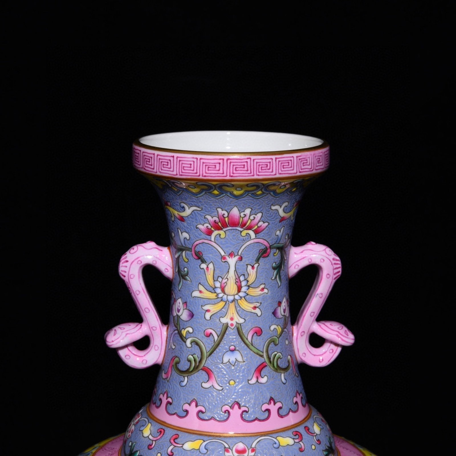 A Rare Ruby Red-Glazed Lotus Pattern Double-Ears Vase - 4
