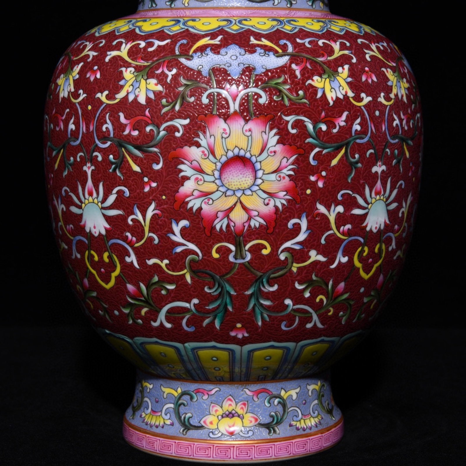 A Rare Ruby Red-Glazed Lotus Pattern Double-Ears Vase - 6