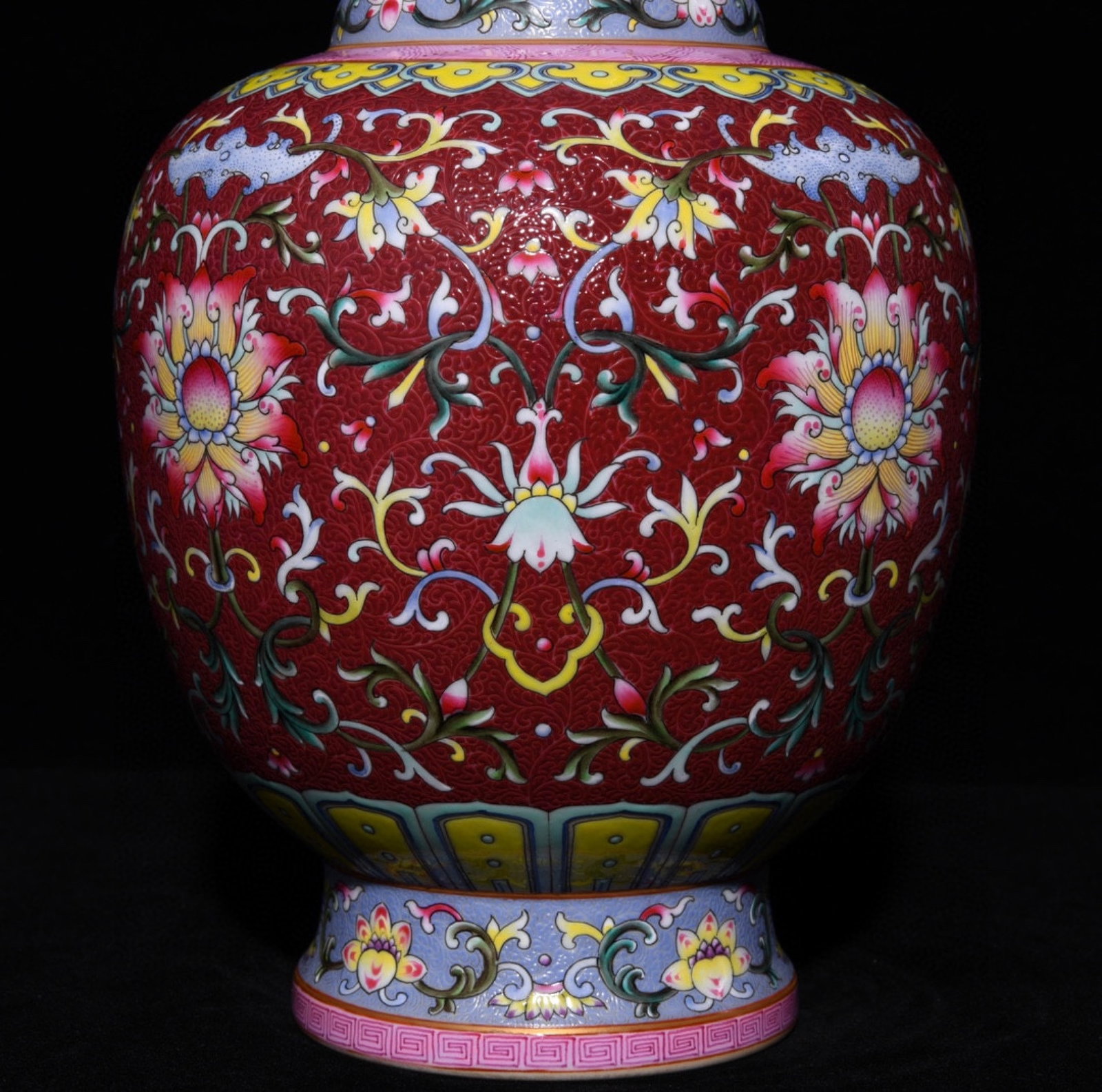 A Rare Ruby Red-Glazed Lotus Pattern Double-Ears Vase - 7